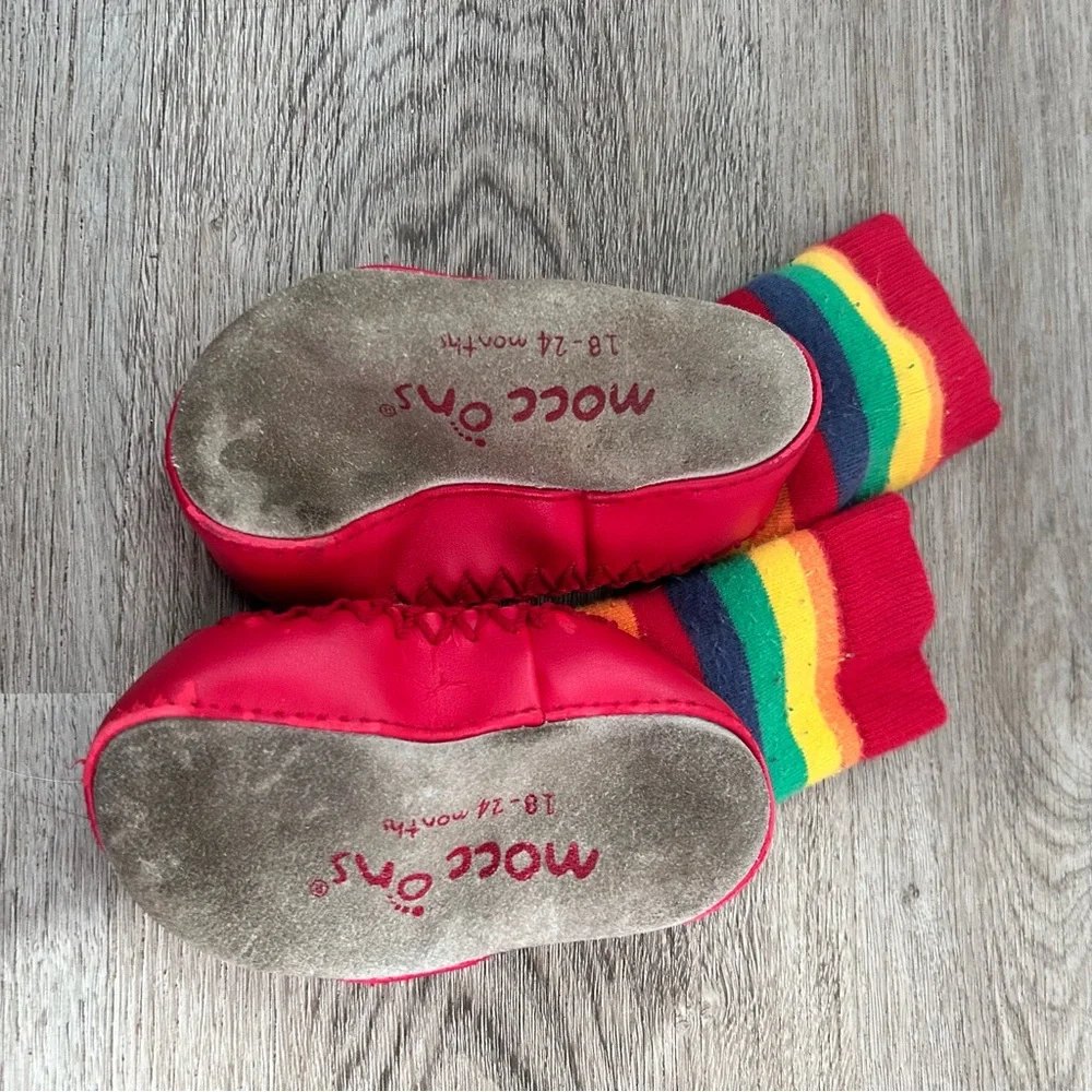 Moccasin Slipper Socks for‎ Toddlers Rainbow 18-24 Months